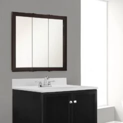Ventura 36 In. W X 30 In. H X 6 In. D Framed Tri-View Surface-Mount Bathroom Medicine Cabinet In Espresso -Alliee Bath And Faucet Shop 00ad71120aad026e5348354829a8ea03 1800x1800