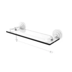 Allied Brass Prestige Que New Matte White 1-Tier Brass Wall Mount Bathroom Shelf
