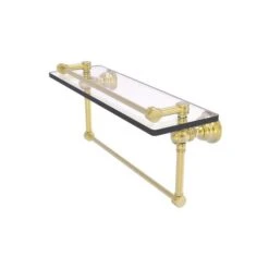 Allied Brass Carolina Satin Brass 1-Tier Brass Wall Mount Bathroom Shelf