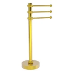 Allied Brass Vanity Top 3 Swing Arm Guest Towel Holder With Twisted Accents In Polished Brass
