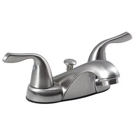 Project Source Brushed Nickel 2-Handle 4-in Centerset WaterSense Bathroom Sink Faucet With Drain 3 Project Source Brushed Nickel 2-Handle 4-in Centerset WaterSense Bathroom Sink Faucet With Drain