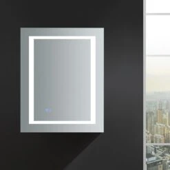 Spazio 24 In. W X 30 In. H Recessed Or Surface Mount Medicine Cabinet With LED Lighting, Mirror Defogger And Right Hinge -Alliee Bath And Faucet Shop 01fdb9130410d54a939daf79c036b4c2 1800x1800