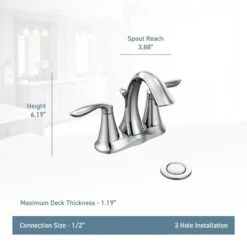 Moen Eva Brushed Nickel 2-handle 4-in Centerset WaterSense Bathroom Sink Faucet With Drain 8 Moen Eva Brushed Nickel 2-handle 4-in Centerset WaterSense Bathroom Sink Faucet With Drain -Alliee Bath And Faucet Shop 026508153109 08509425 1800x1800