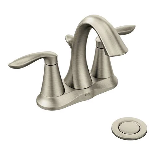 Moen Eva Brushed Nickel 2-handle 4-in Centerset WaterSense Bathroom Sink Faucet With Drain 4 Moen Eva Brushed Nickel 2-handle 4-in Centerset WaterSense Bathroom Sink Faucet With Drain - Image 2