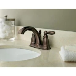Moen Brantford Brushed Nickel 2-handle 4-in Centerset WaterSense Bathroom Sink Faucet With Drain -Alliee Bath And Faucet Shop 026508161005 09103591 1800x1800