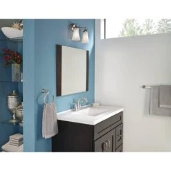 Moen Oxby Spot Resist Brushed Nickel 2-handle 4-in Centerset WaterSense Bathroom Sink Faucet With Drain -Alliee Bath And Faucet Shop 026508262924 05103529 1800x1800