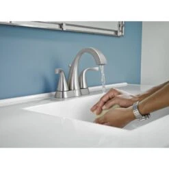 Moen Oxby Spot Resist Brushed Nickel 2-handle 4-in Centerset WaterSense Bathroom Sink Faucet With Drain -Alliee Bath And Faucet Shop 026508262924 05103535 1800x1800