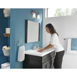 Moen Oxby Spot Resist Brushed Nickel 2-handle 4-in Centerset WaterSense Bathroom Sink Faucet With Drain -Alliee Bath And Faucet Shop 026508262924 05103536 1800x1800