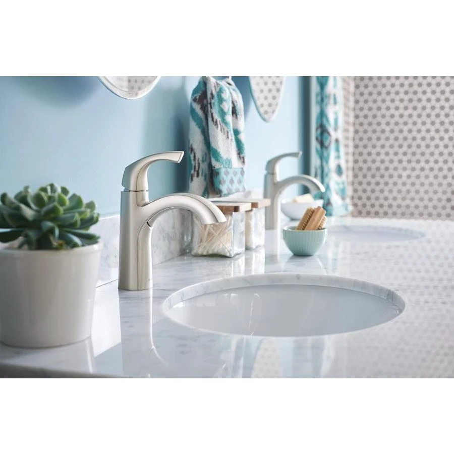 Moen Lindor Spot Resist Brushed Nickel 1-handle Single Hole/4-in Centerset WaterSense Bathroom Sink Faucet 5 Moen Lindor Spot Resist Brushed Nickel 1-handle Single Hole/4-in Centerset WaterSense Bathroom Sink Faucet - Image 3