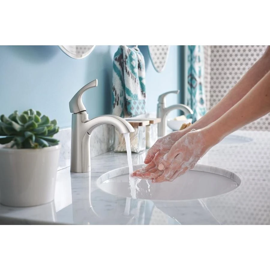 Moen Lindor Spot Resist Brushed Nickel 1-handle Single Hole/4-in Centerset WaterSense Bathroom Sink Faucet 4 Moen Lindor Spot Resist Brushed Nickel 1-handle Single Hole/4-in Centerset WaterSense Bathroom Sink Faucet - Image 2