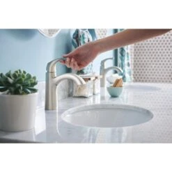 Moen Lindor Spot Resist Brushed Nickel 1-handle Single Hole/4-in Centerset WaterSense Bathroom Sink Faucet 17 Moen Lindor Spot Resist Brushed Nickel 1-handle Single Hole/4-in Centerset WaterSense Bathroom Sink Faucet -Alliee Bath And Faucet Shop 026508282700 09256831 1800x1800