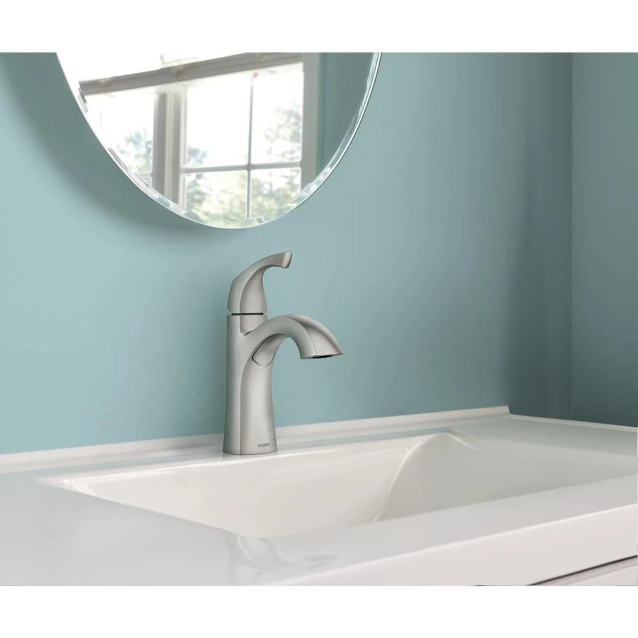 Moen Lindor Spot Resist Brushed Nickel 1-handle Single Hole/4-in Centerset WaterSense Bathroom Sink Faucet 9 Moen Lindor Spot Resist Brushed Nickel 1-handle Single Hole/4-in Centerset WaterSense Bathroom Sink Faucet - Image 7