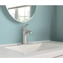 Moen Lindor Spot Resist Brushed Nickel 1-handle Single Hole/4-in Centerset WaterSense Bathroom Sink Faucet 18 Moen Lindor Spot Resist Brushed Nickel 1-handle Single Hole/4-in Centerset WaterSense Bathroom Sink Faucet -Alliee Bath And Faucet Shop 026508282700 09270087 1800x1800