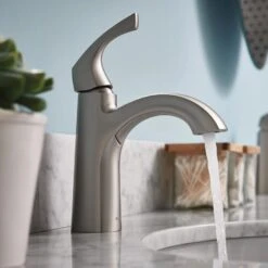 Moen Lindor Spot Resist Brushed Nickel 1-handle Single Hole/4-in Centerset WaterSense Bathroom Sink Faucet 21 Moen Lindor Spot Resist Brushed Nickel 1-handle Single Hole/4-in Centerset WaterSense Bathroom Sink Faucet -Alliee Bath And Faucet Shop 026508282700 11348040 1800x1800