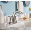 Moen Lindor Spot Resist Brushed Nickel 2-handle 4-in Centerset WaterSense Bathroom Sink Faucet With Drain -Alliee Bath And Faucet Shop 026508282717 09269996 1800x1800