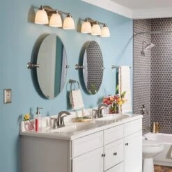 Moen Lindor Spot Resist Brushed Nickel 2-handle 4-in Centerset WaterSense Bathroom Sink Faucet With Drain -Alliee Bath And Faucet Shop 026508282717 16723777 1800x1800