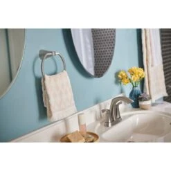 Moen Lindor Spot Resist Brushed Nickel 2-handle 4-in Centerset WaterSense Bathroom Sink Faucet With Drain -Alliee Bath And Faucet Shop 026508282717 16723779 1800x1800