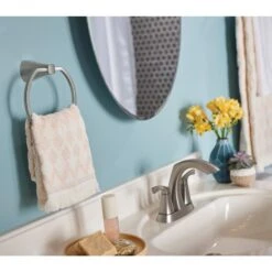 Moen Lindor Spot Resist Brushed Nickel 2-handle 4-in Centerset WaterSense Bathroom Sink Faucet With Drain -Alliee Bath And Faucet Shop 026508282717 16723784 1800x1800