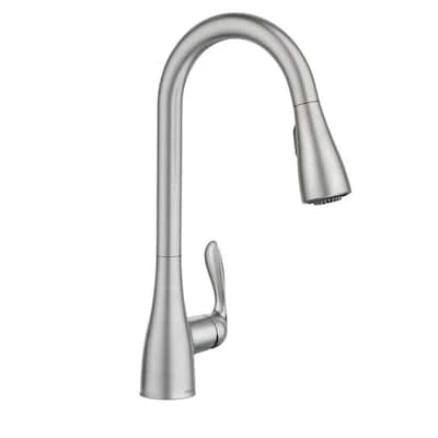Delta Moen Georgene Spot Resist Stainless 1-Handle Deck Mount Pull-Down Handle/Lever Commercial/Residential Kitchen Faucet (Deck Plate Included) 3 Delta Moen Georgene Spot Resist Stainless 1-Handle Deck Mount Pull-Down Handle/Lever Commercial/Residential Kitchen Faucet (Deck Plate Included)