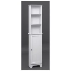 Redmon Contemporary Country Collection 13.38-in W X 65-in H X 8-in D White MDF Freestanding Linen Cabinet -Alliee Bath And Faucet Shop 027061216584 11993820 1800x1800