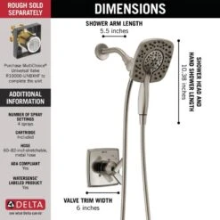 Delta Ashlyn Stainless 1-Handle Shower Faucet -Alliee Bath And Faucet Shop 034449737722 09907173 1800x1800