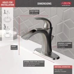 Delta Nyla Stainless 1-handle Single Hole/4-in Centerset WaterSense Bathroom Sink Faucet With Drain -Alliee Bath And Faucet Shop 034449809832 08208773 1800x1800
