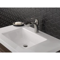 Delta Nyla Stainless 1-handle Single Hole/4-in Centerset WaterSense Bathroom Sink Faucet With Drain -Alliee Bath And Faucet Shop 034449809832 08254723 1800x1800