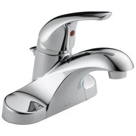 New Lower Price; Delta Foundations Chrome 1-Handle 4-in Centerset WaterSense Bathroom Sink Faucet With Drain 3 New Lower Price; Delta Foundations Chrome 1-Handle 4-in Centerset WaterSense Bathroom Sink Faucet With Drain