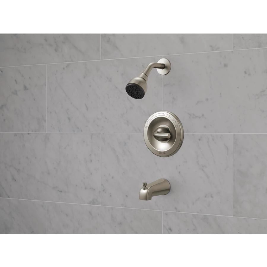 Delta Foundations Brushed Nickel 1-Handle Bathtub And Shower Faucet With Valve 6 Delta Foundations Brushed Nickel 1-Handle Bathtub And Shower Faucet With Valve - Image 4