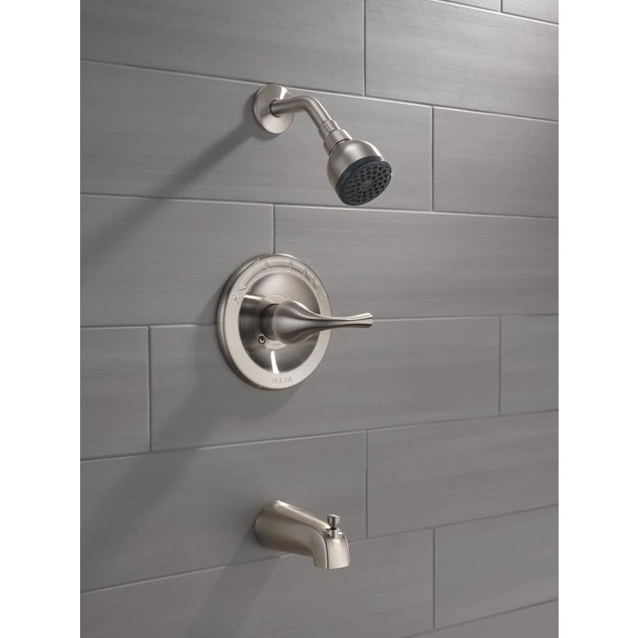 Delta Foundations Brushed Nickel 1-Handle Bathtub And Shower Faucet With Valve 5 Delta Foundations Brushed Nickel 1-Handle Bathtub And Shower Faucet With Valve - Image 3
