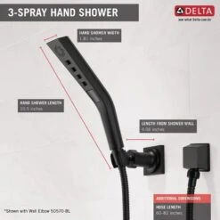 Delta Universal Showering Components Matte Black 3-Spray Handheld Shower 1.75-GPM (6.6-LPM) -Alliee Bath And Faucet Shop 034449844680 09207115 1800x1800