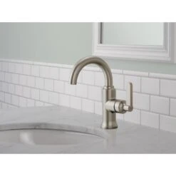 Delta Alux Spotshield Brushed Nickel 1-handle Single Hole WaterSense Bathroom Sink Faucet With Drain -Alliee Bath And Faucet Shop 034449847889 08208804 1800x1800