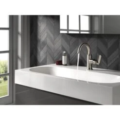 Delta Alux Spotshield Brushed Nickel 1-handle Single Hole WaterSense Bathroom Sink Faucet With Drain -Alliee Bath And Faucet Shop 034449847889 08208808 1800x1800