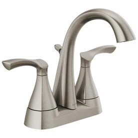 Delta Sandover Spotshield Brushed Nickel 2-Handle 4-in Centerset WaterSense Bathroom Sink Faucet With Drain 3 Delta Sandover Spotshield Brushed Nickel 2-Handle 4-in Centerset WaterSense Bathroom Sink Faucet With Drain