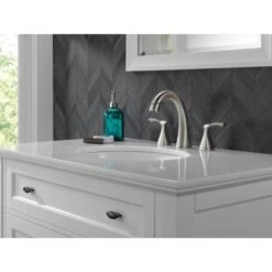 Delta Sandover Spotshield Brushed Nickel 2-handle Widespread WaterSense Bathroom Sink Faucet With Drain -Alliee Bath And Faucet Shop 034449928960 11982627 1800x1800