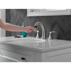 Delta Sandover Spotshield Brushed Nickel 2-handle Widespread WaterSense Bathroom Sink Faucet With Drain -Alliee Bath And Faucet Shop 034449928960 11982629 1800x1800
