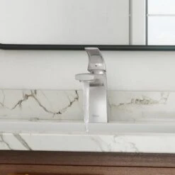 Pfister Karci Spot Defense Brushed Nickel 1-handle Single Hole WaterSense Bathroom Sink Faucet With Drain -Alliee Bath And Faucet Shop 038877640067 10730782 1800x1800