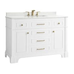 Melpark 48 In. W X 22 In. D Bath Vanity In White With Cultured Marble Vanity Top In White With White Sink