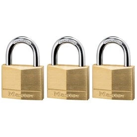 Master Lock 3-Pack 1.55-in Brass Keyed Padlock 3 Master Lock 3-Pack 1.55-in Brass Keyed Padlock