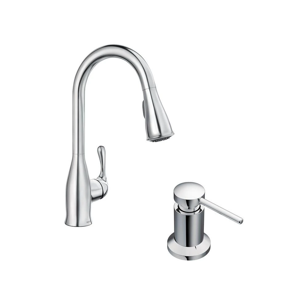 Kaden Single-Handle Pull-Down Sprayer Kitchen Faucet With Reflex, Power Clean And Soap Dispenser In Chrome 3 Kaden Single-Handle Pull-Down Sprayer Kitchen Faucet With Reflex, Power Clean And Soap Dispenser In Chrome