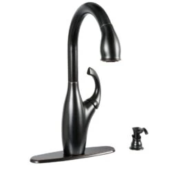 Contemporary Single-Handle Pull-Down Sprayer Kitchen Faucet With Soap Dispenser In Mediterranean Bronze -Alliee Bath And Faucet Shop 08389138d46688e906d26a716640d896 1800x1800