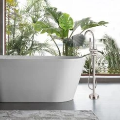 46 In. H X 11 In. W Single Handle Claw Foot Tub Faucet With Hand Shower In Brushed Nickel -Alliee Bath And Faucet Shop 09c36f7ba3c71c5d14f95dbb8e8c1d2c 1800x1800