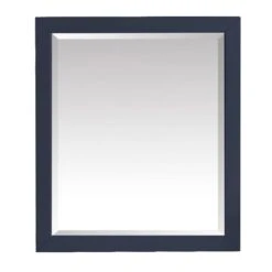 28.00 In. W X 32.00 In. H Framed Rectangular Beveled Edge Bathroom Vanity Mirror In Navy Blue
