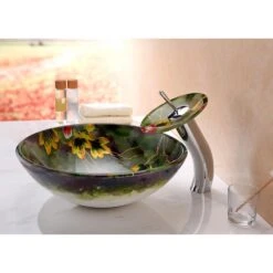 ANZZI Impasto Series Vessel Sink In Hand Painted Mural With Matching Chrome Waterfall Faucet -Alliee Bath And Faucet Shop 0d3ab378ac8cc92122cecaa1e1d8b382 1800x1800