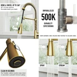 Brant Single-Handle Pull-Down Sprayer Kitchen Faucet With Soap Dispenser In Matte Gold -Alliee Bath And Faucet Shop 0e1e329bd77a87cbae6a2cec0da8c3b0 1800x1800