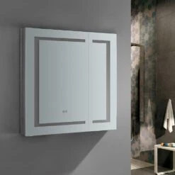 Spazio 30 In. W X 30 In. H Recessed Or Surface Mount Medicine Cabinet With LED Lighting And Mirror Defogger -Alliee Bath And Faucet Shop 10644dd3e3266a08b03013dd0944f239 1800x1800