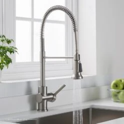 Britt Single Handle Commercial Kitchen Faucet With Dual Function Sprayhead In All-Brite Spot Free Stainless Steel Finish -Alliee Bath And Faucet Shop 115962c356740e6b7c3b0af834dba3b9 1800x1800