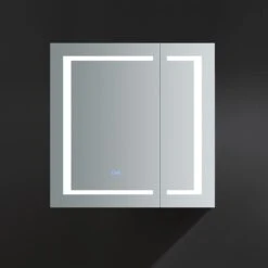 Spazio 30 In. W X 30 In. H Recessed Or Surface Mount Medicine Cabinet With LED Lighting And Mirror Defogger -Alliee Bath And Faucet Shop 179982b033c80e20d4736ae7e788967f 1800x1800