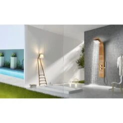 ANZZI Crane Natural Bamboo 3-Spray Shower Panel System (Valve Included) -Alliee Bath And Faucet Shop 191042003798 09081395 1800x1800