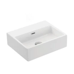 WS Bath Collections Quattro 40 Wall Mount / Vessel Bathroom Sink In Ceramic White Without Faucet Hole